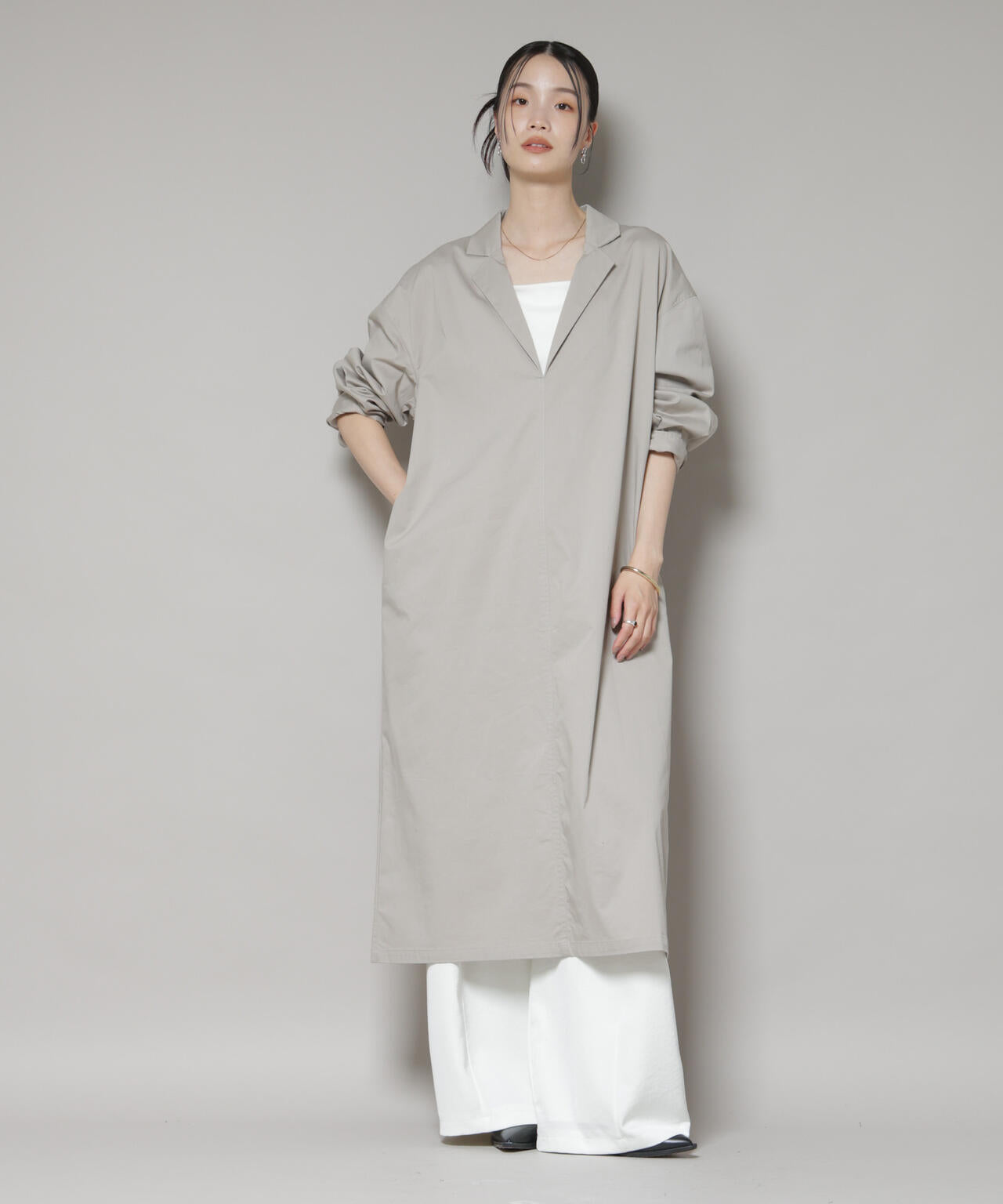 テーラードカラーロングワンピース