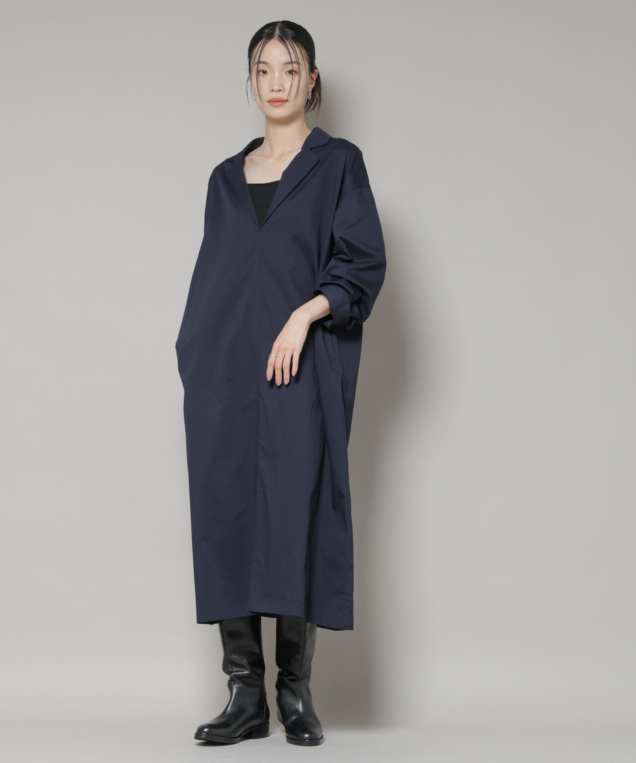 テーラードカラーロングワンピース