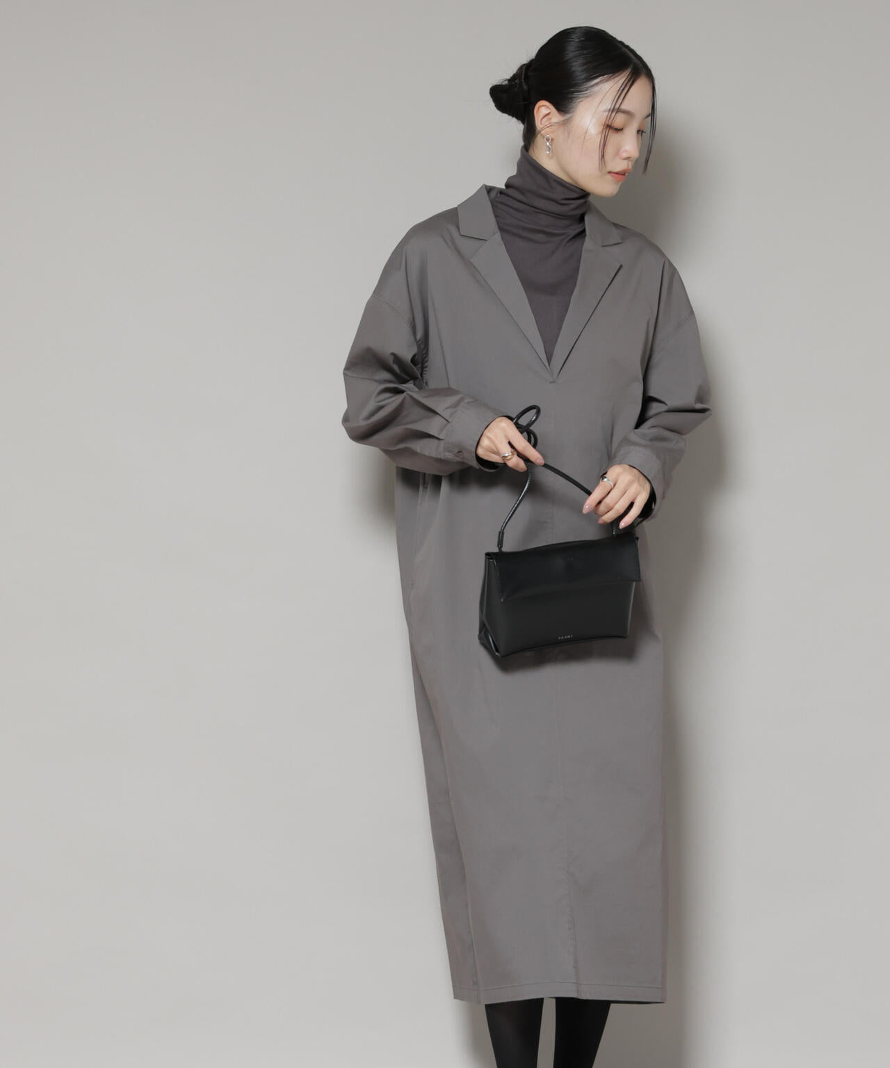 テーラードカラーロングワンピース