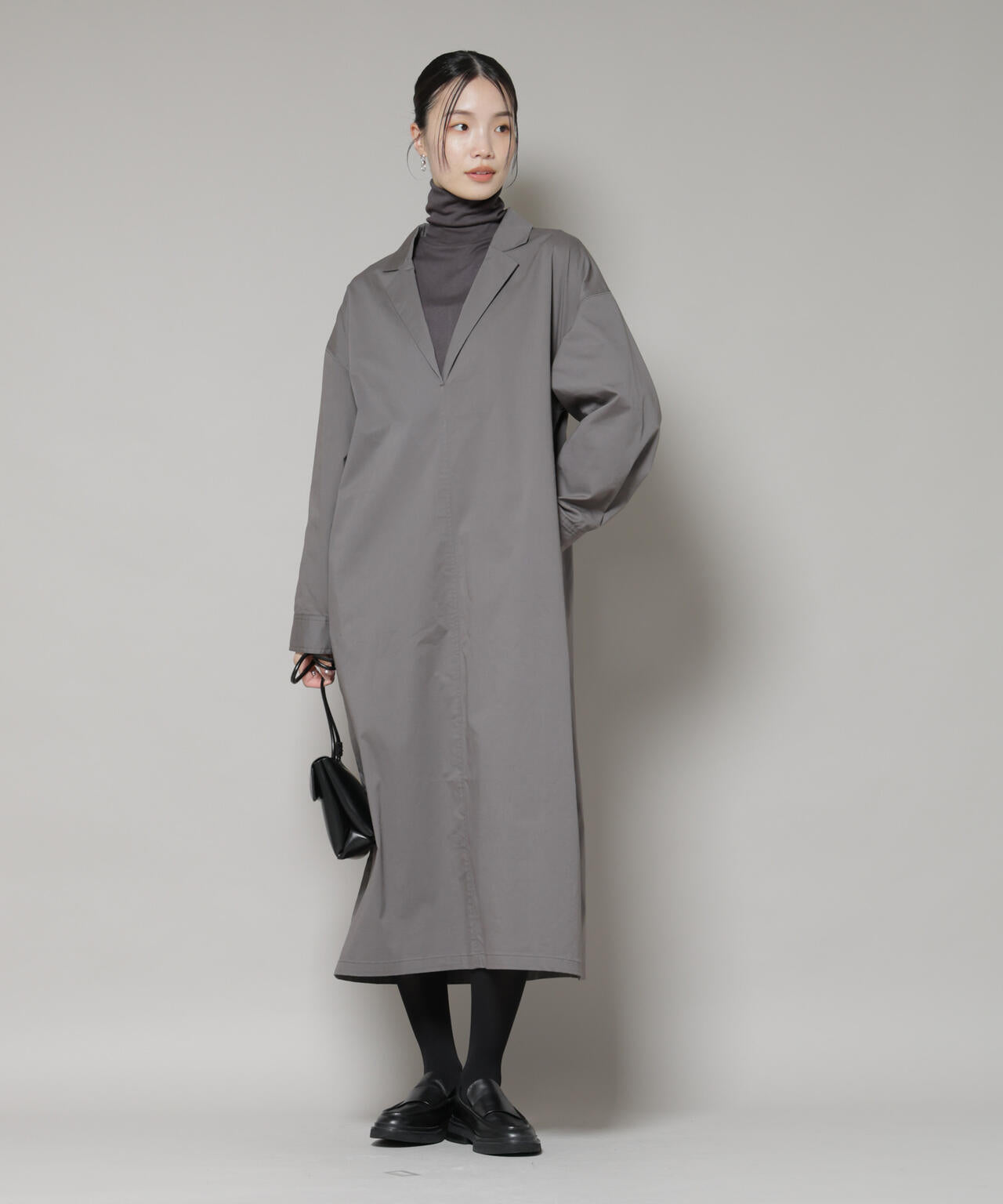 テーラードカラーロングワンピース