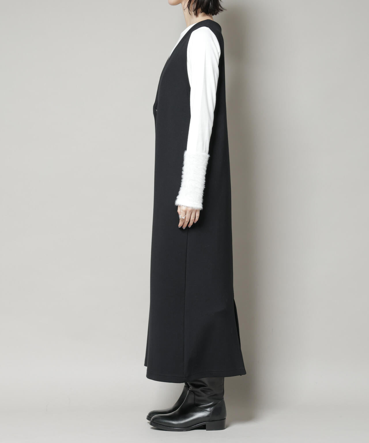 ジレワンピース×ファースリーブトップス アンサンブルセット