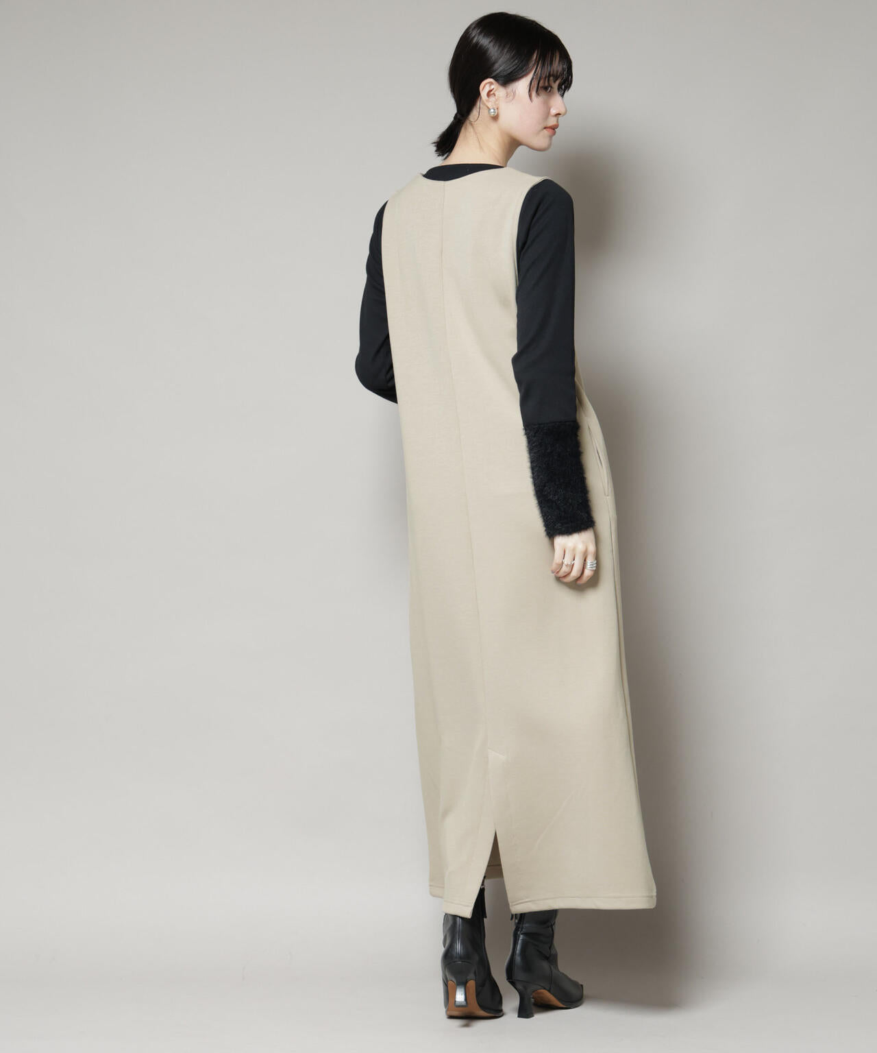 ジレワンピース×ファースリーブトップス アンサンブルセット