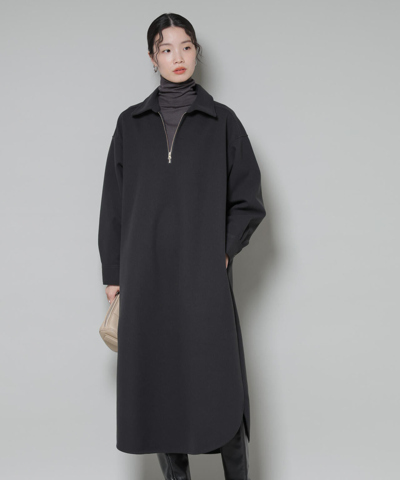 ソフトメルトンジャージーハーフジップワンピース | NANO universe