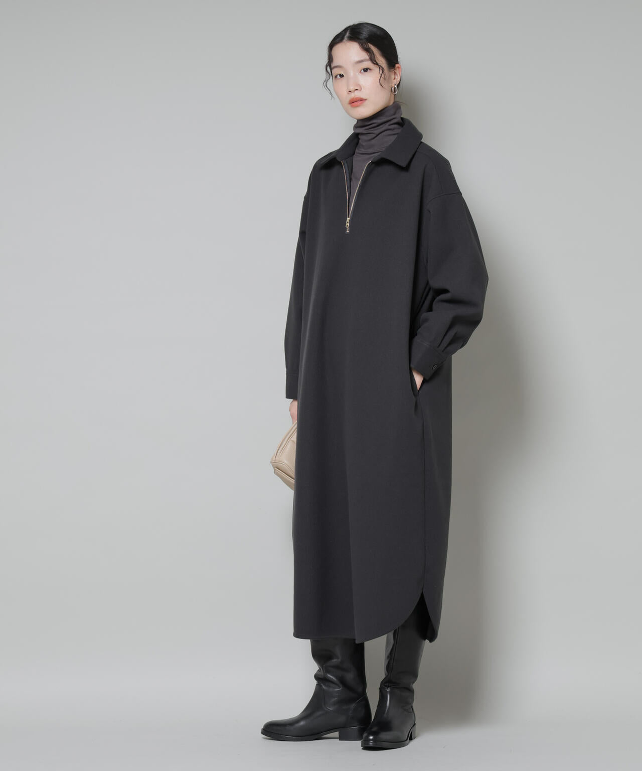 ソフトメルトンジャージーハーフジップワンピース | NANO universe