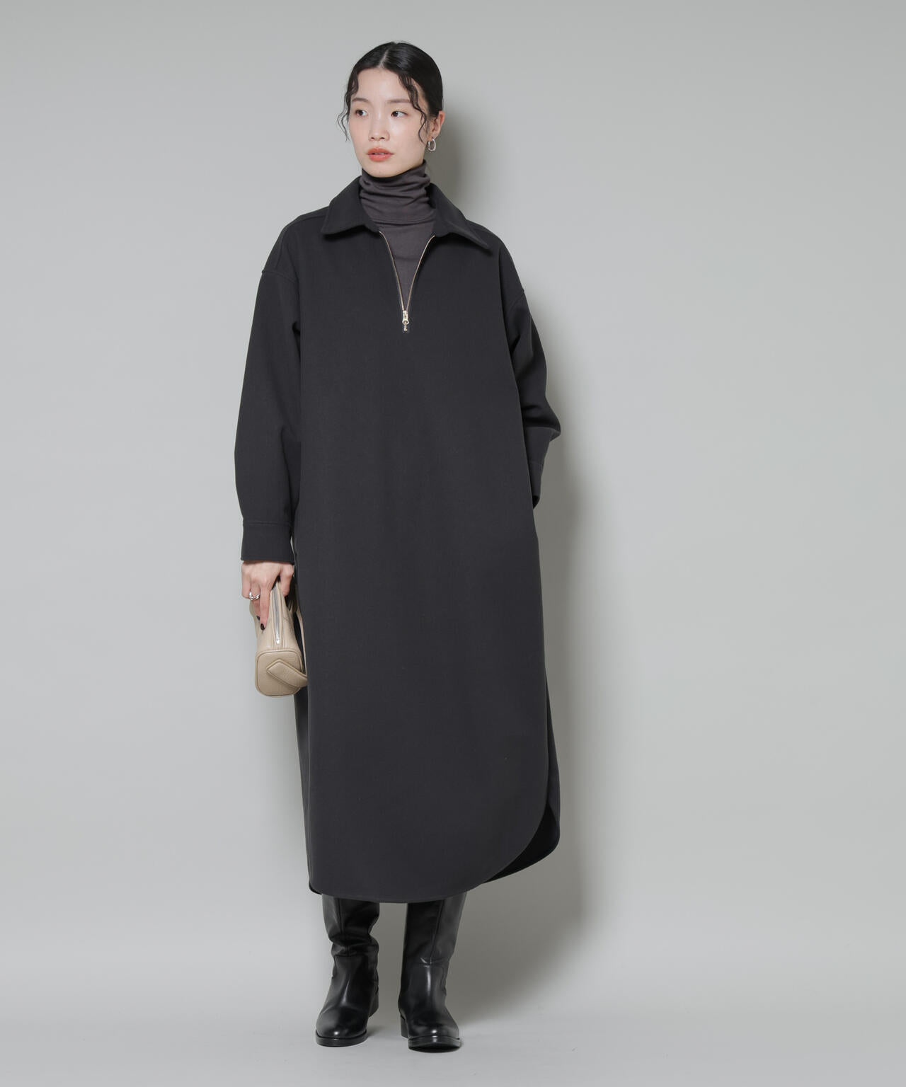 ソフトメルトンジャージーハーフジップワンピース | NANO universe