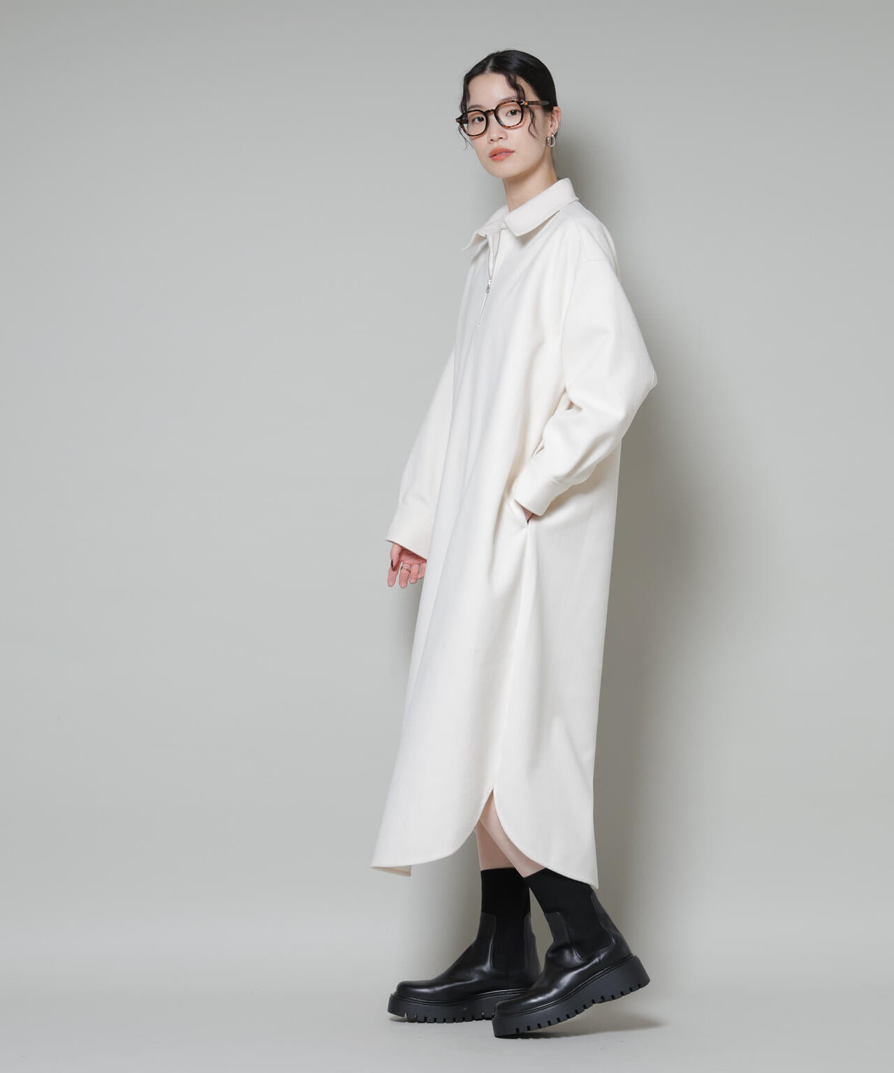 ソフトメルトンジャージーハーフジップワンピース | NANO universe