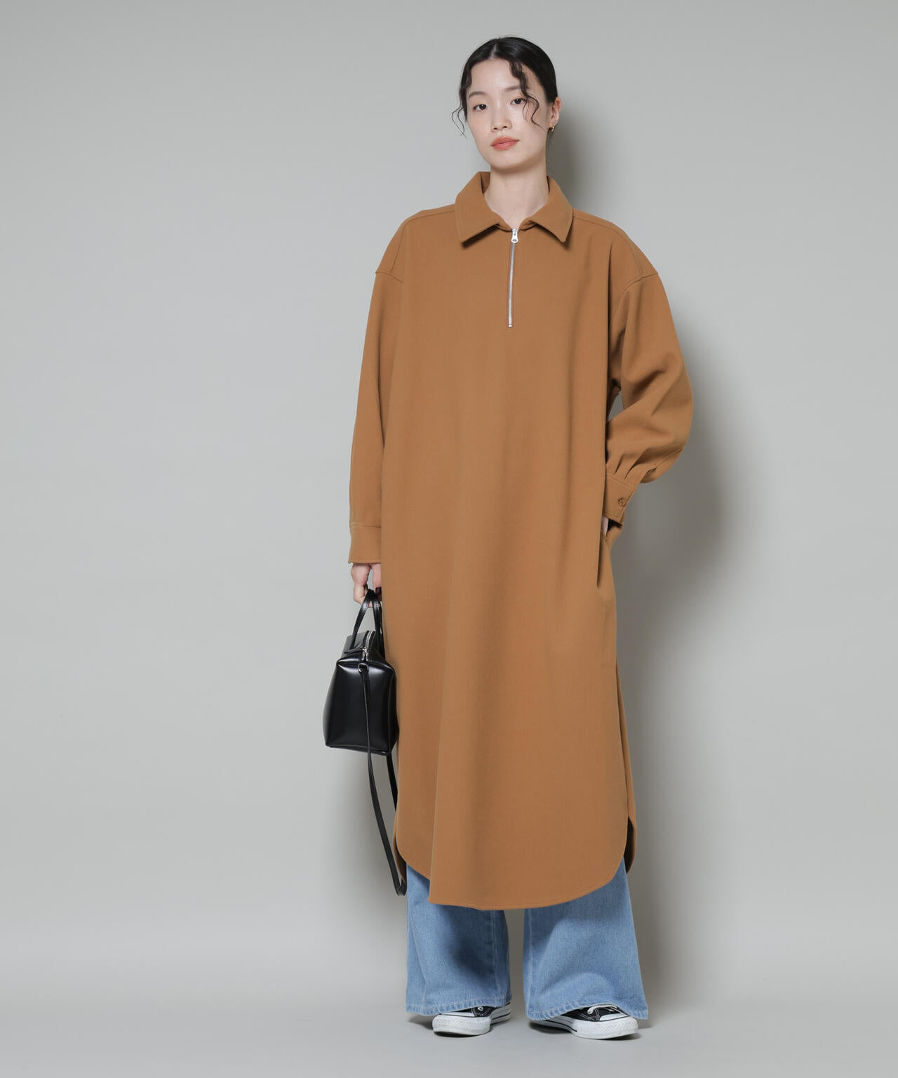 ソフトメルトンジャージーハーフジップワンピース | NANO universe