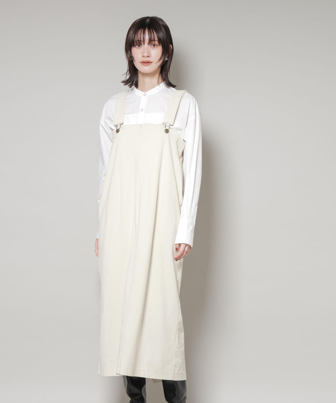 ストレッチ起毛ジャンパースカート(セットアップ可) | NANO universe