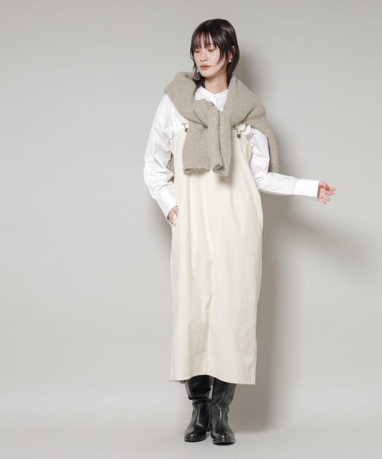 ストレッチ起毛ジャンパースカート(セットアップ可) | NANO universe