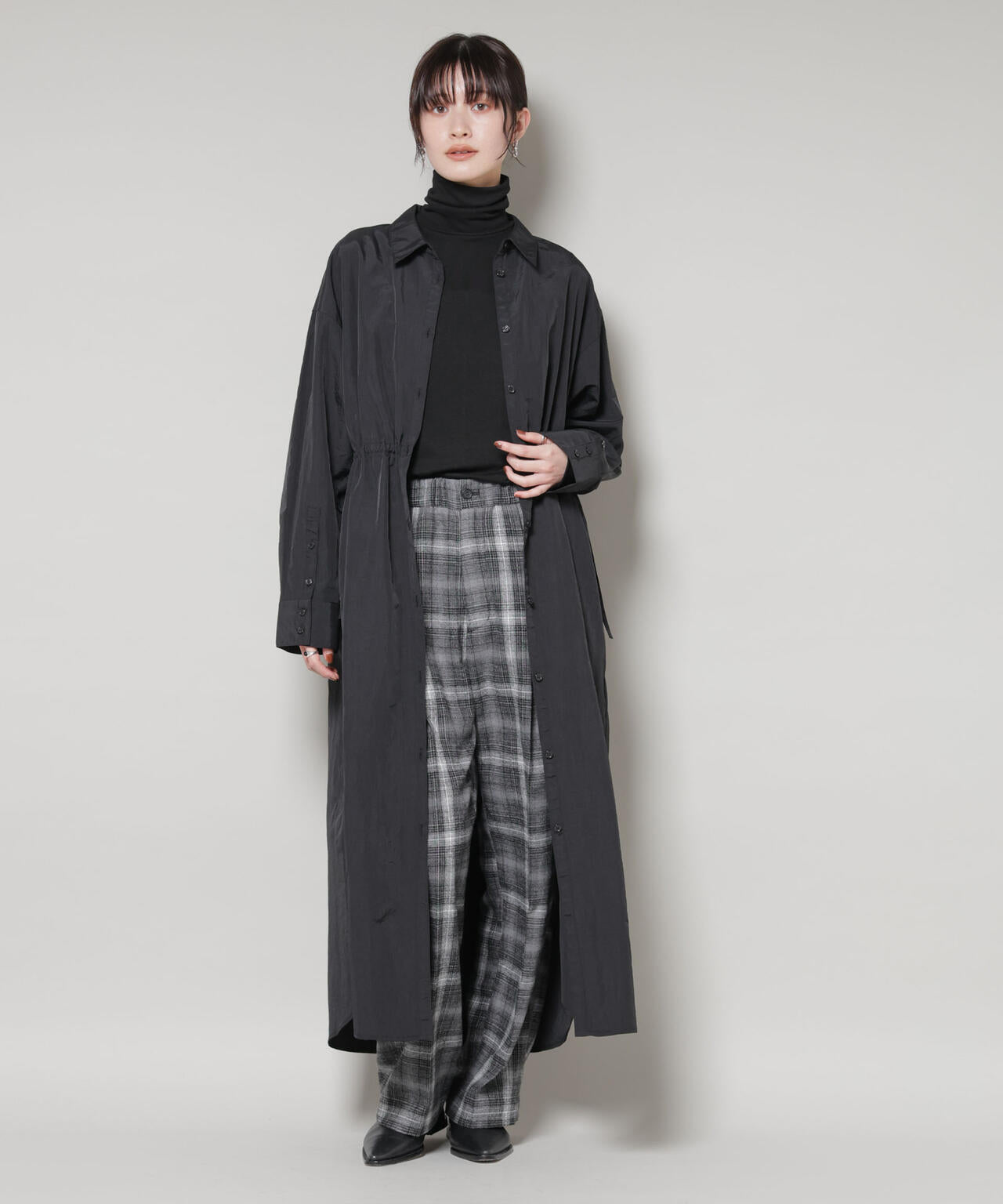 ナイロンタッサードロストシャツワンピース