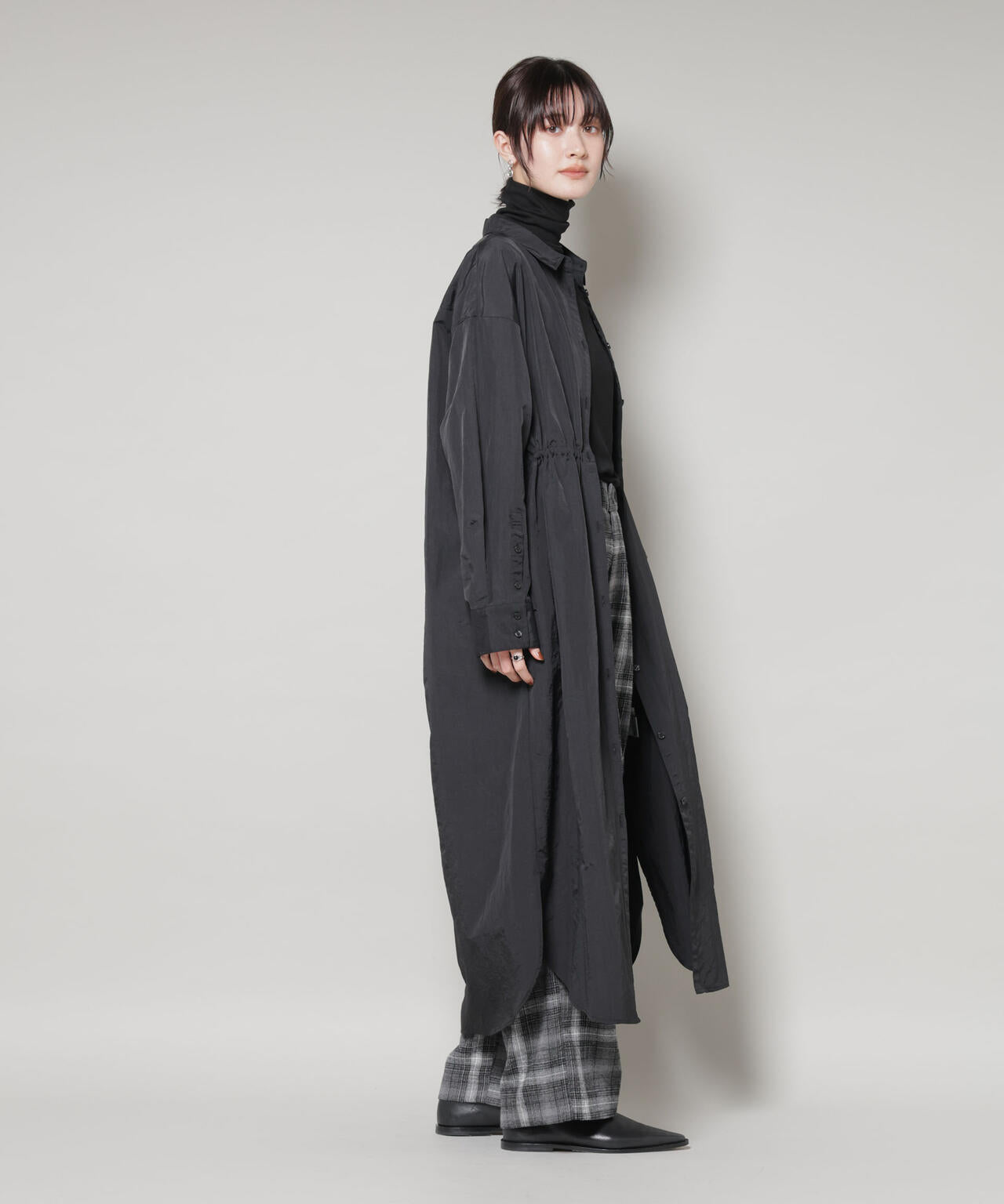 ナイロンタッサードロストシャツワンピース