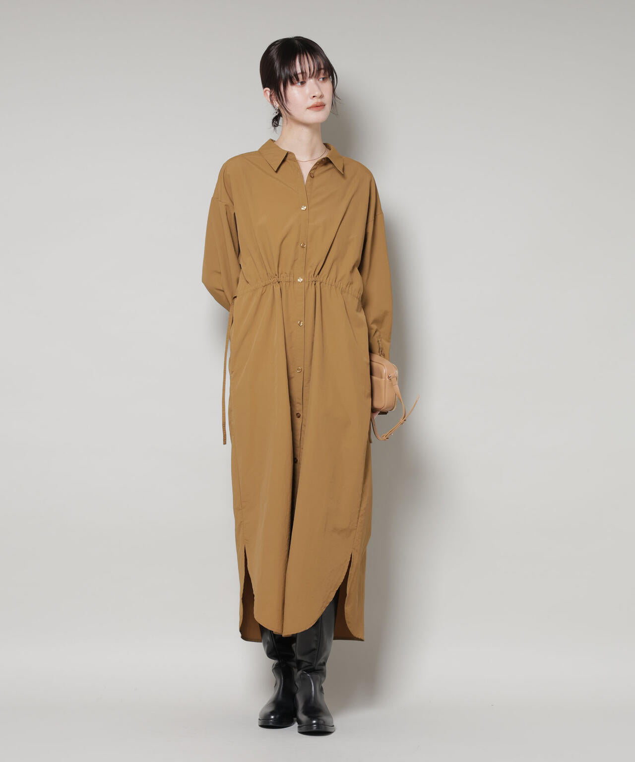 ナイロンタッサードロストシャツワンピース