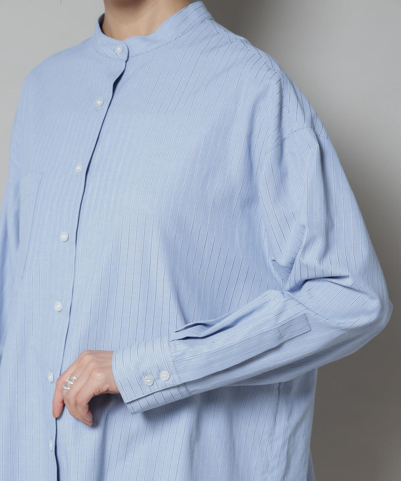 スタンドカラーストライプシャツ | NANO universe（ナノ・ユニバース