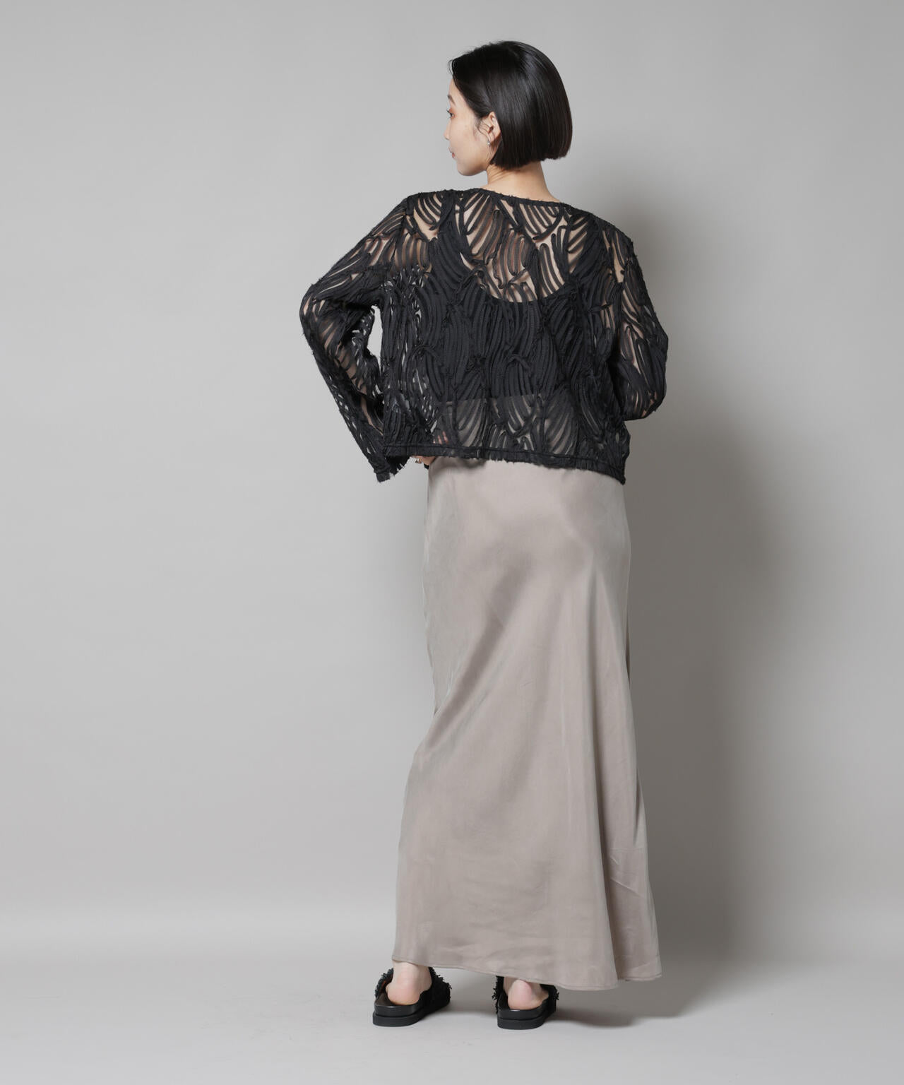 テープ刺繍チュール前後2wayカーディガン(セットアップ可)