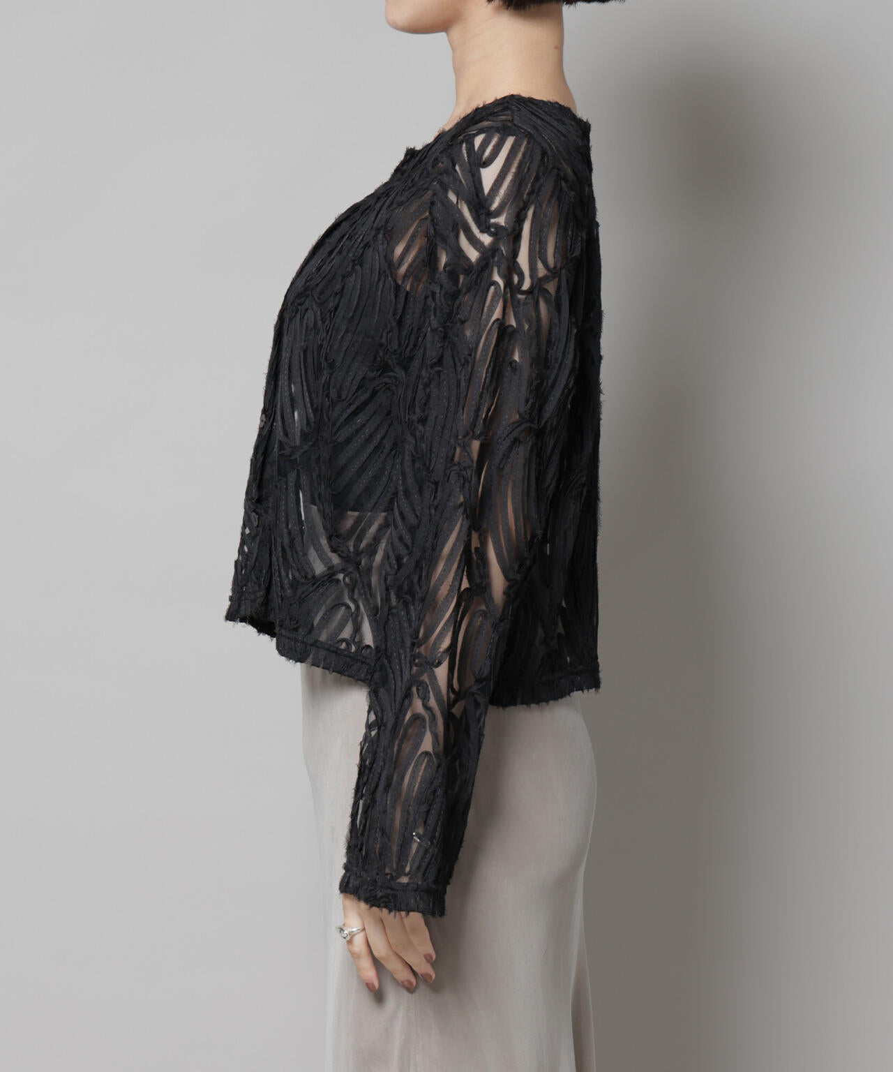 テープ刺繍チュール前後2wayカーディガン(セットアップ可)