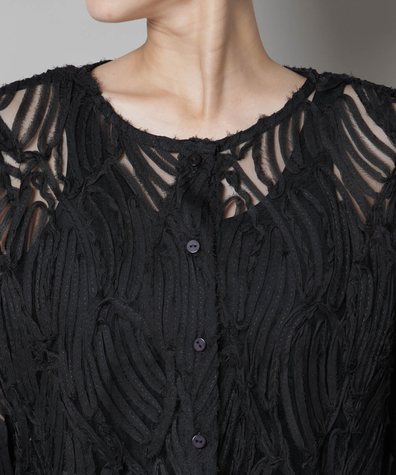 テープ刺繍チュール前後2wayカーディガン(セットアップ可)