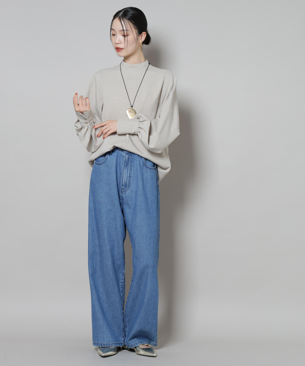 ボータイ取り外し可能2wayブラウス