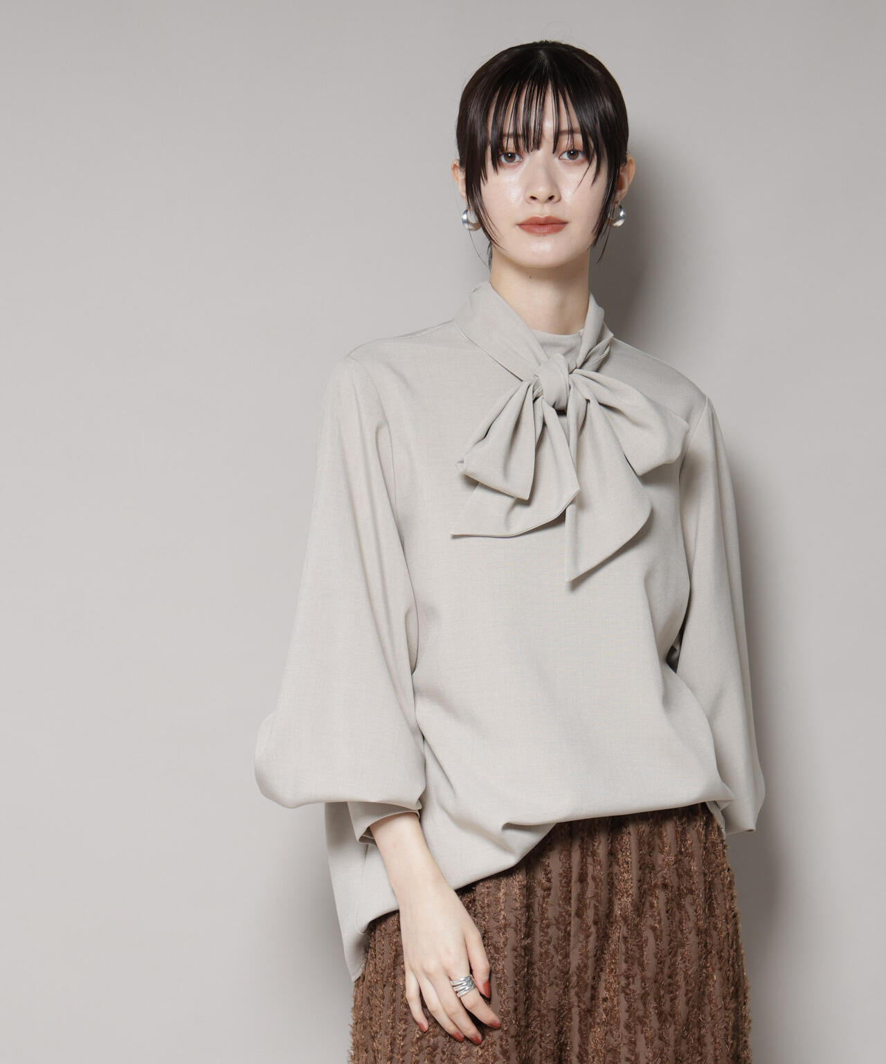 ボータイ取り外し可能2wayブラウス