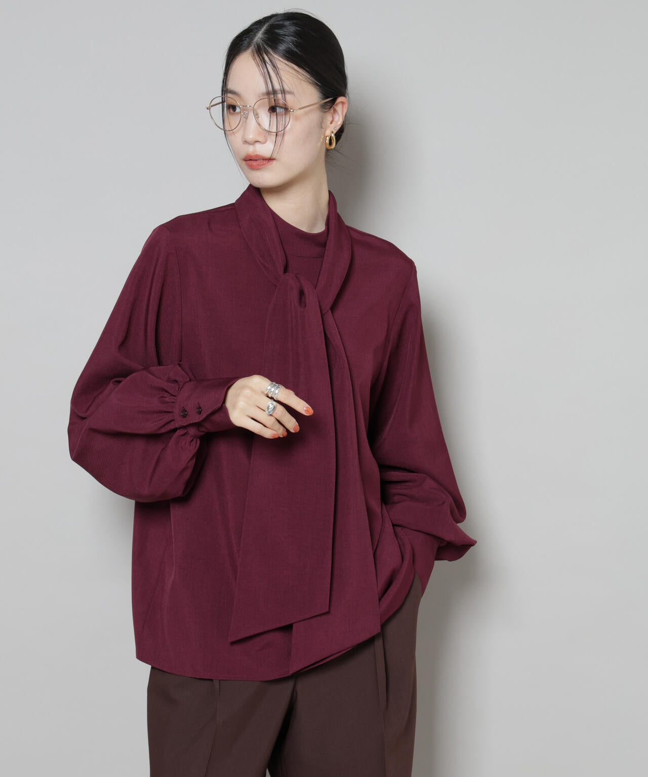 ボータイ取り外し可能2wayブラウス