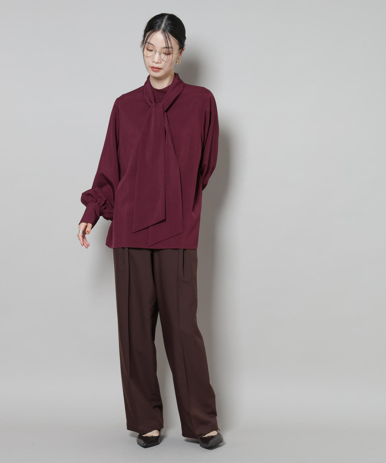 ボータイ取り外し可能2wayブラウス