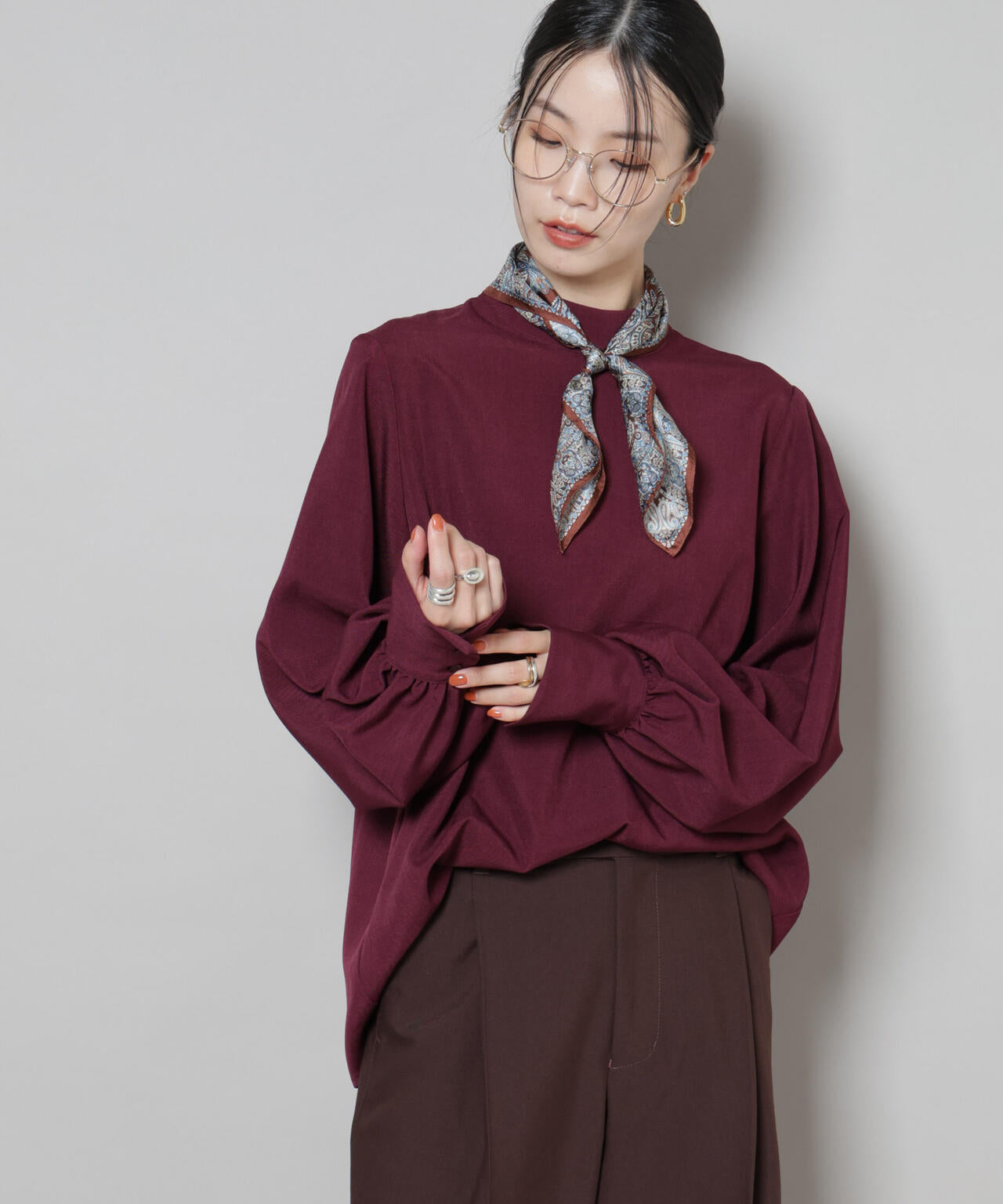 ボータイ取り外し可能2wayブラウス