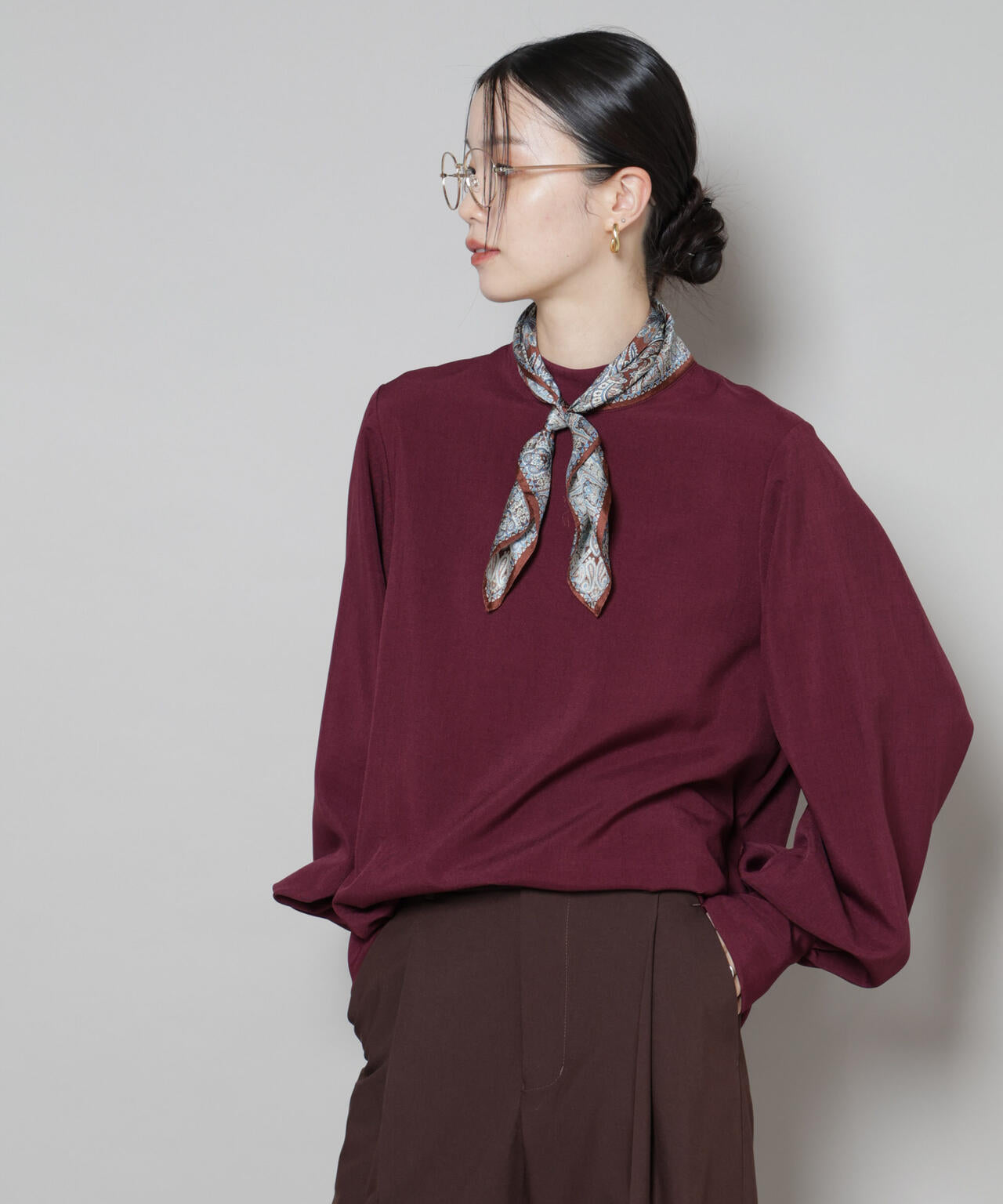 ボータイ取り外し可能2wayブラウス