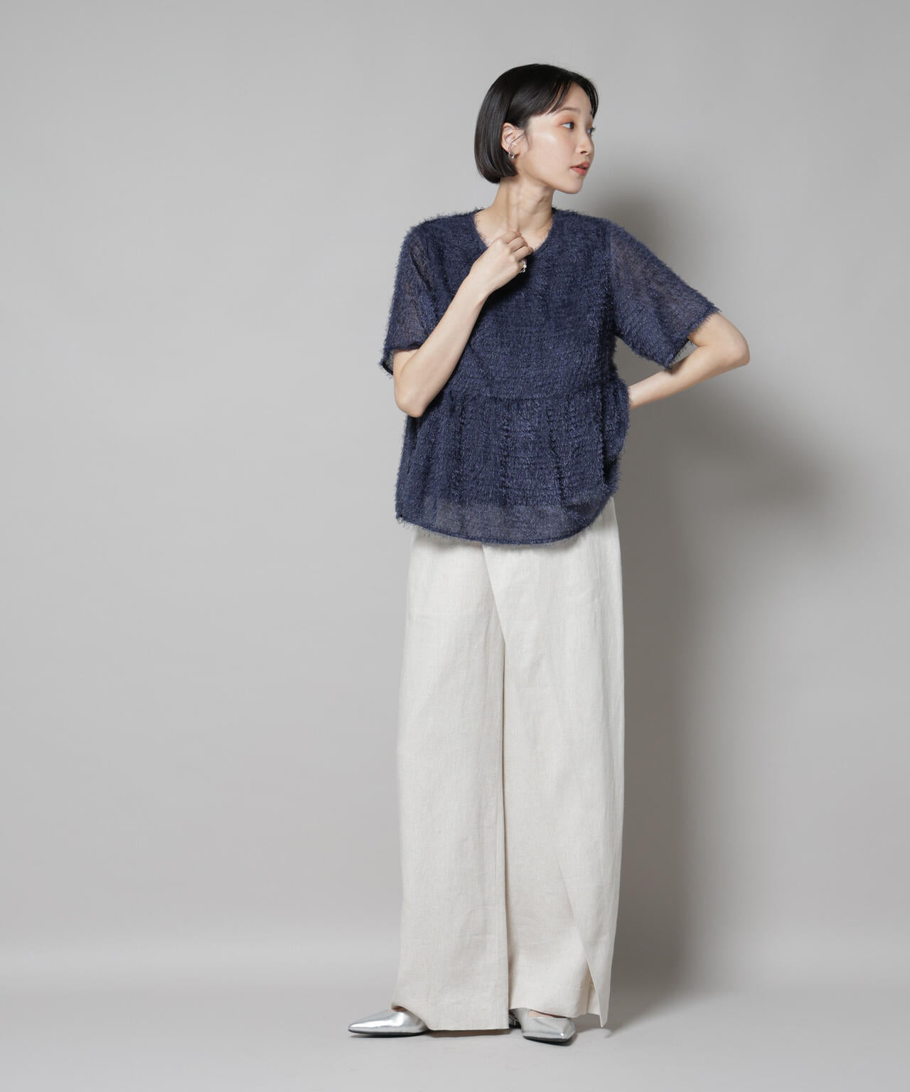 美品✨ナノユニバース　セットアップ　3ピース　シルク　ネイビー　光沢 NANO universe（ナノユニバース）の「ウォッシャブルCOOL MAX