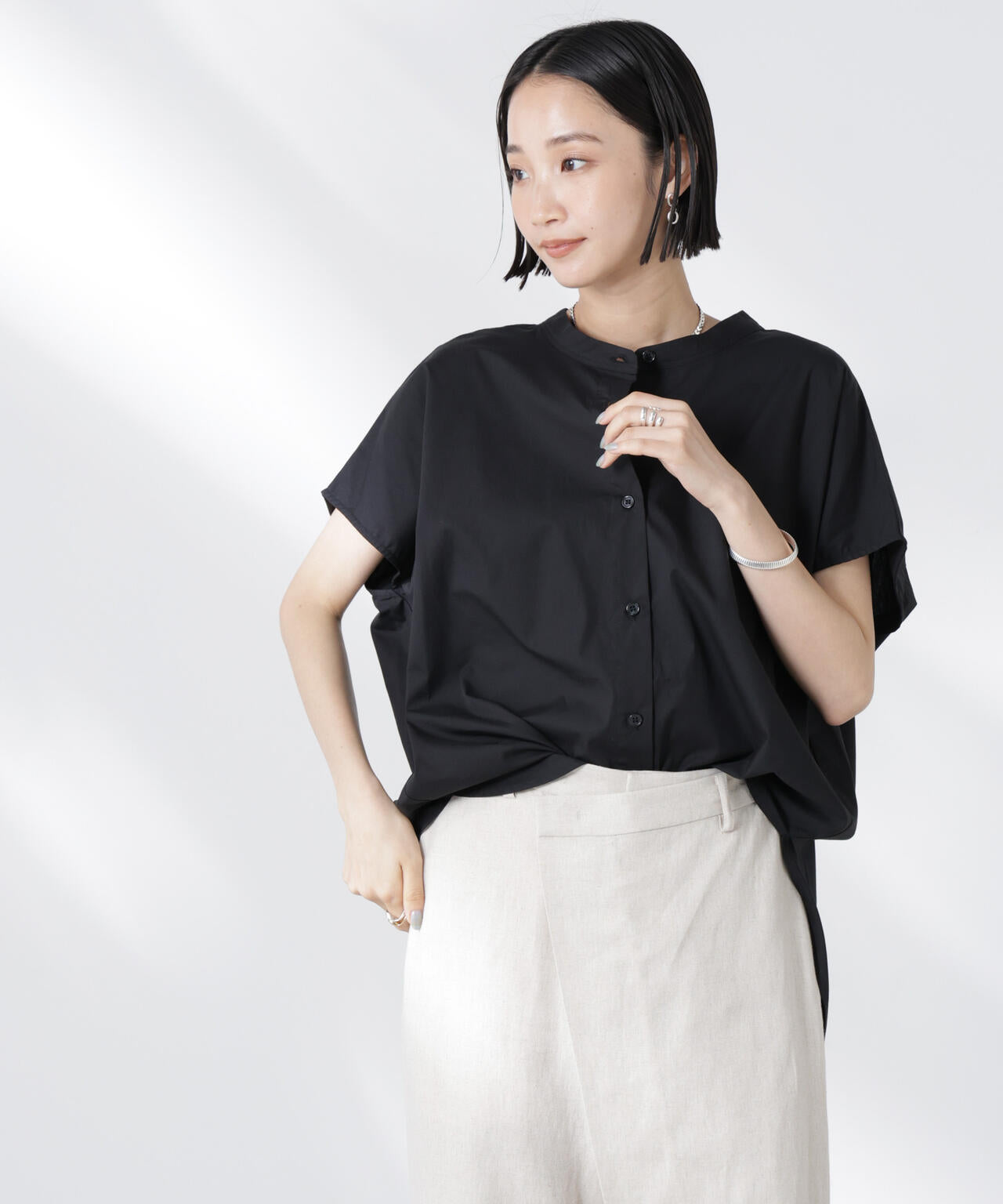 バックギャザーノースリーブブラウス
