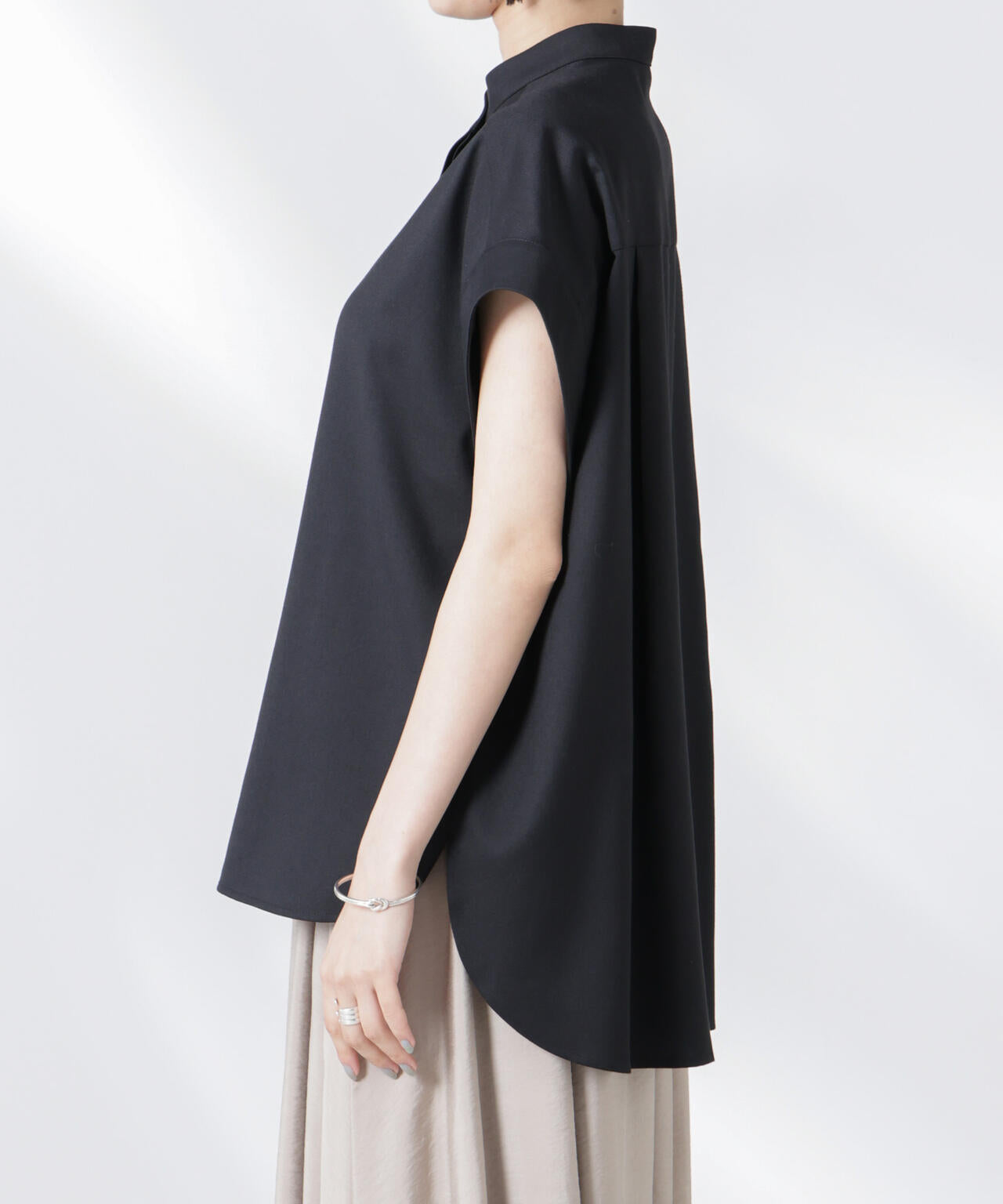 バンドカラーノースリーブシャツ(セットアップ可)