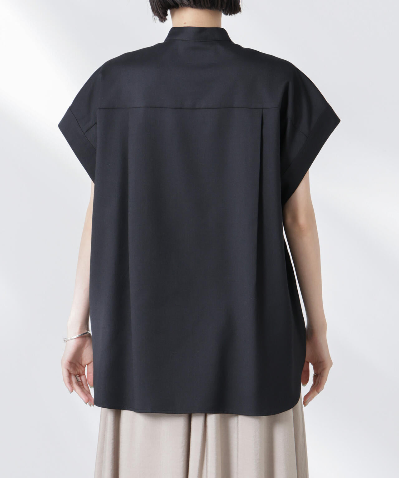 バンドカラーノースリーブシャツ(セットアップ可)