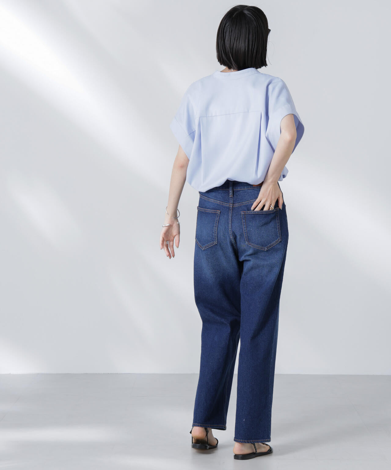 バンドカラーノースリーブシャツ(セットアップ可)