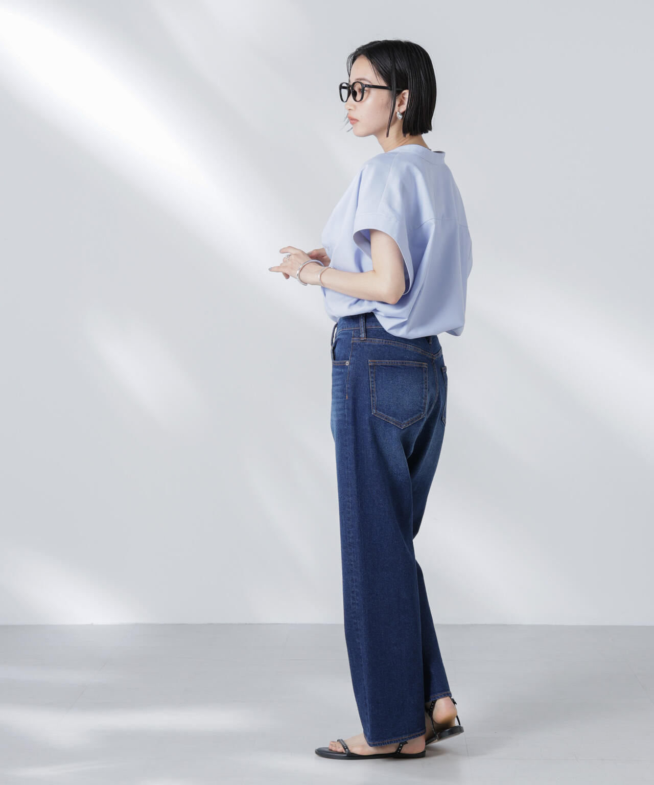 バンドカラーノースリーブシャツ(セットアップ可)