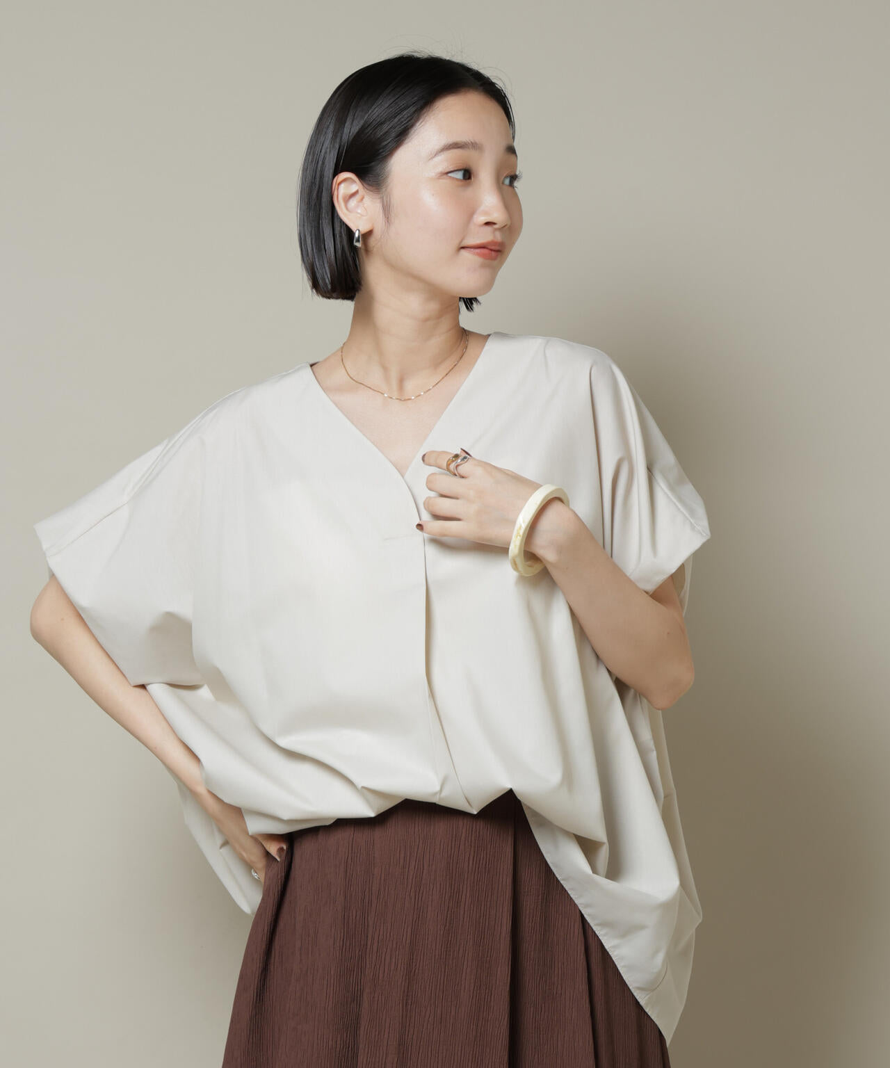 ドルマンワイドスキッパーブラウス