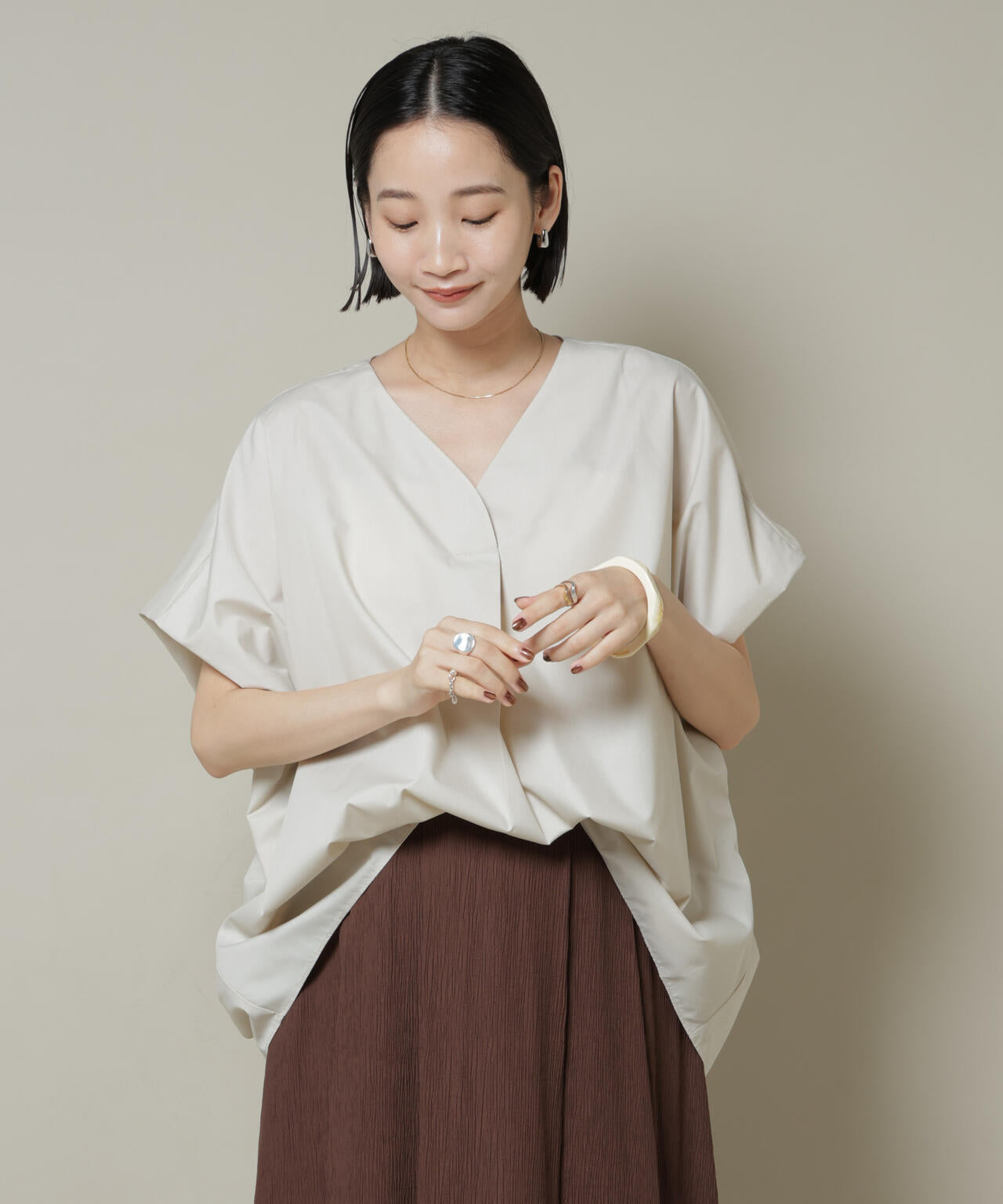 ドルマンワイドスキッパーブラウス