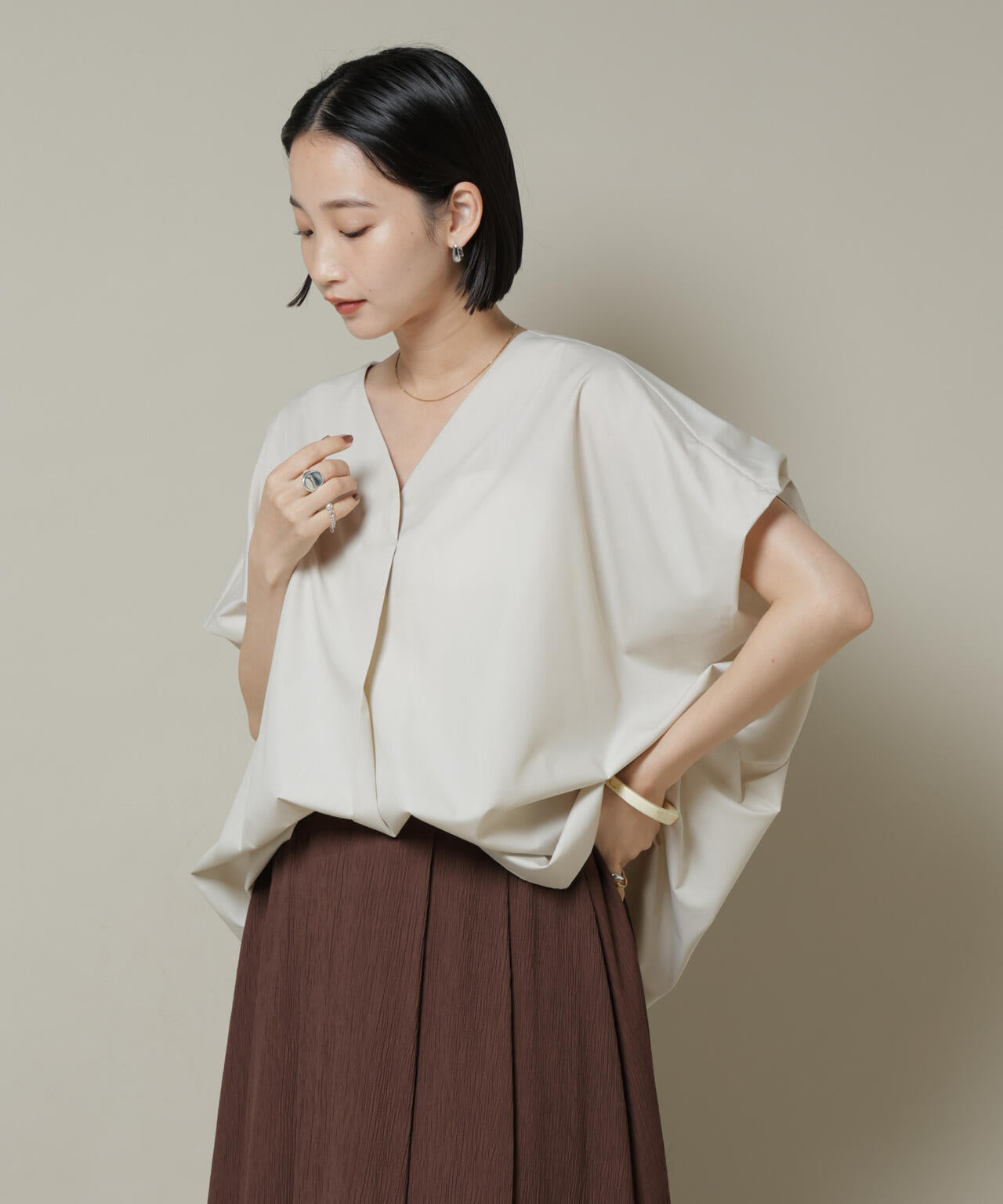 ドルマンワイドスキッパーブラウス