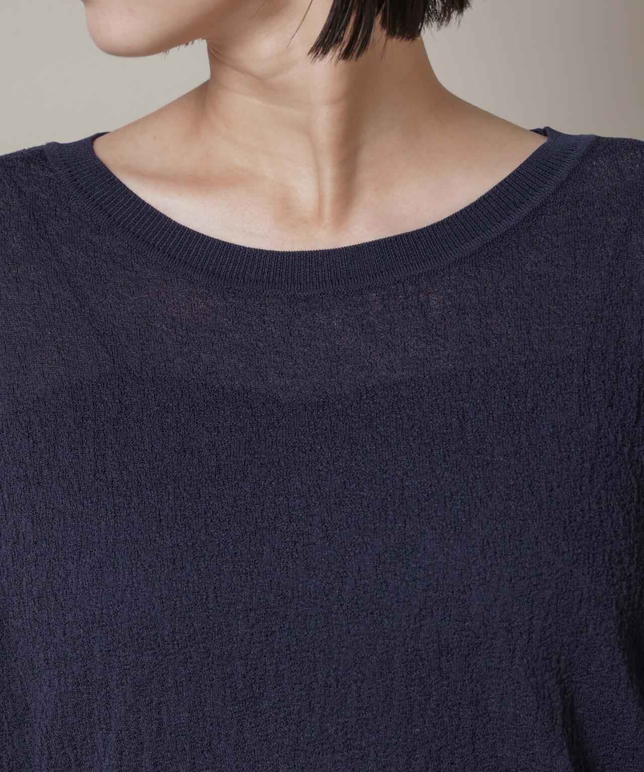 梨地ボートネックワイドシルエットニット