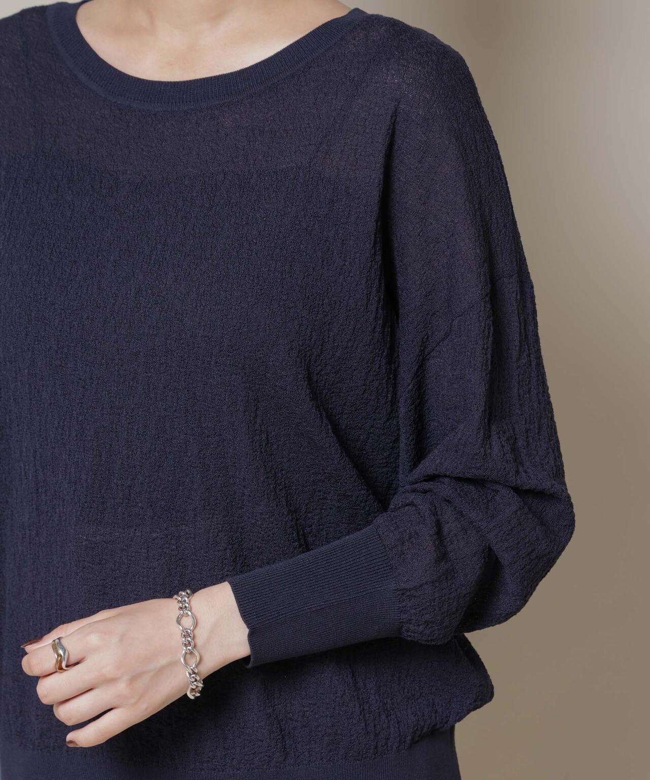 梨地ボートネックワイドシルエットニット