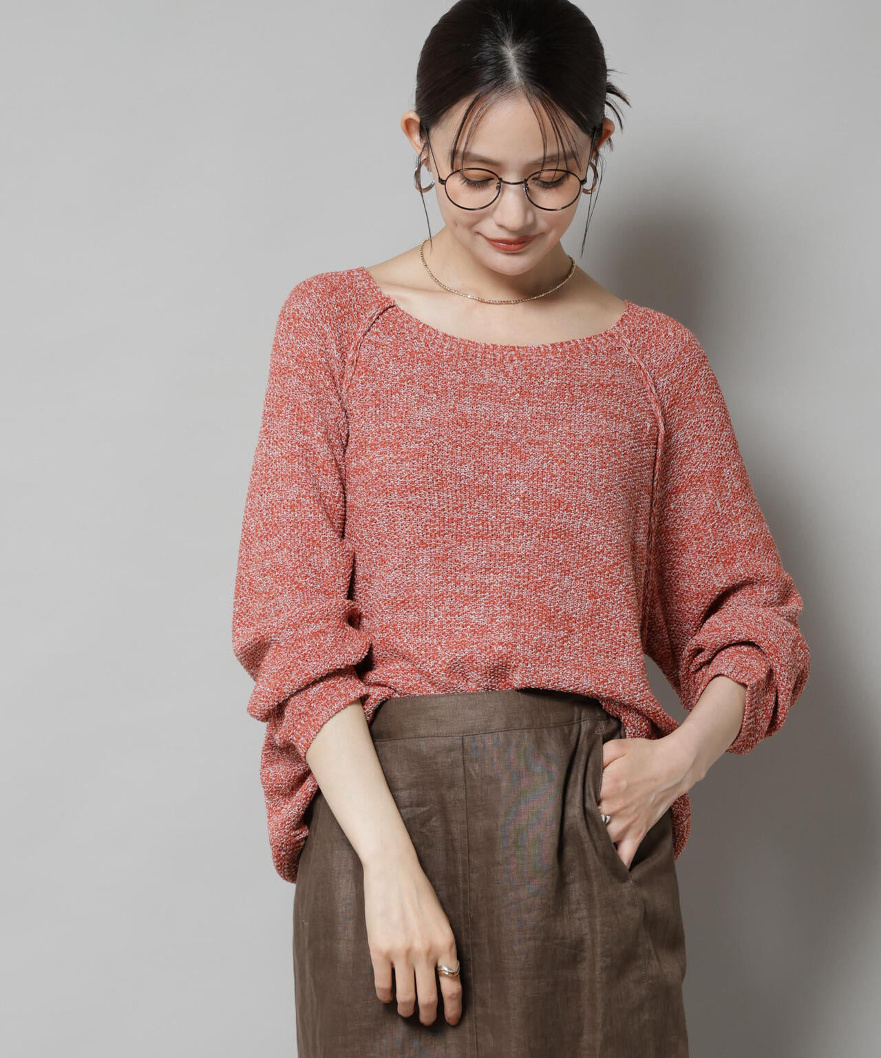 メランジクルーネックニット | NANO universe（ナノ・ユニバース