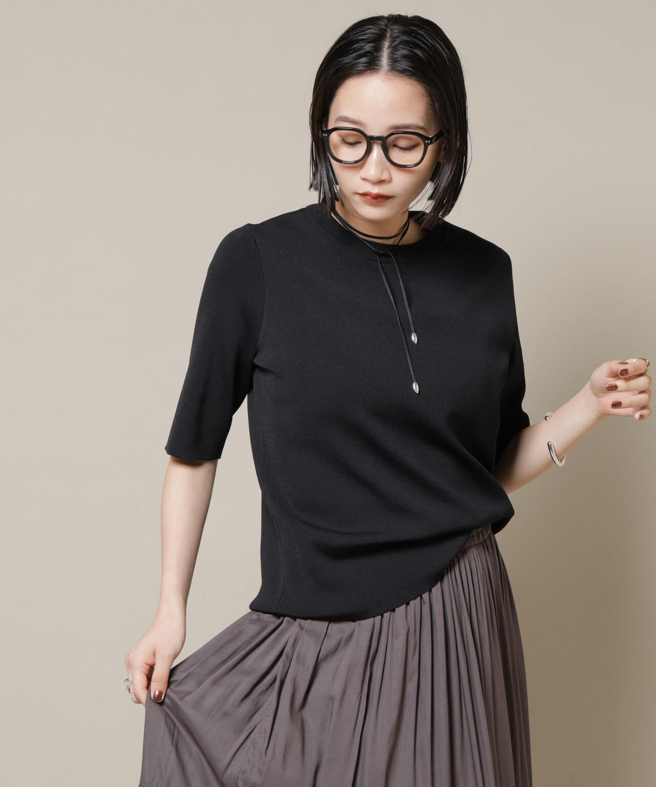 洗濯機洗い可UVカット接触冷感半袖ニット