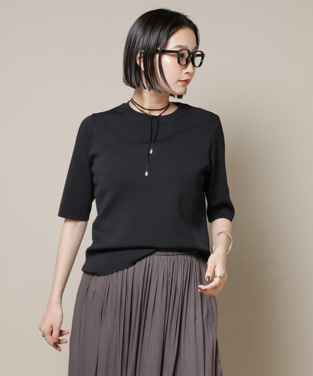 洗濯機洗い可UVカット接触冷感半袖ニット