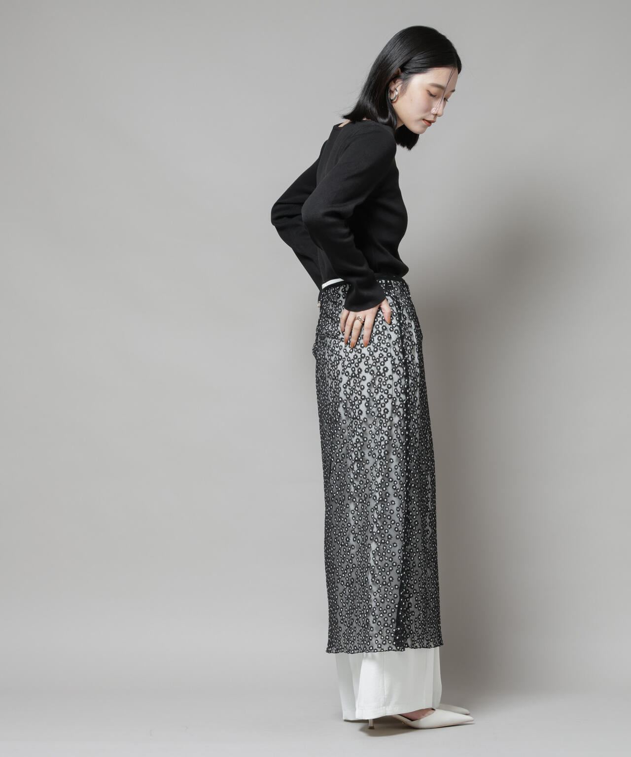 スクエア&ボートネック前後2wayニットプルオーバー