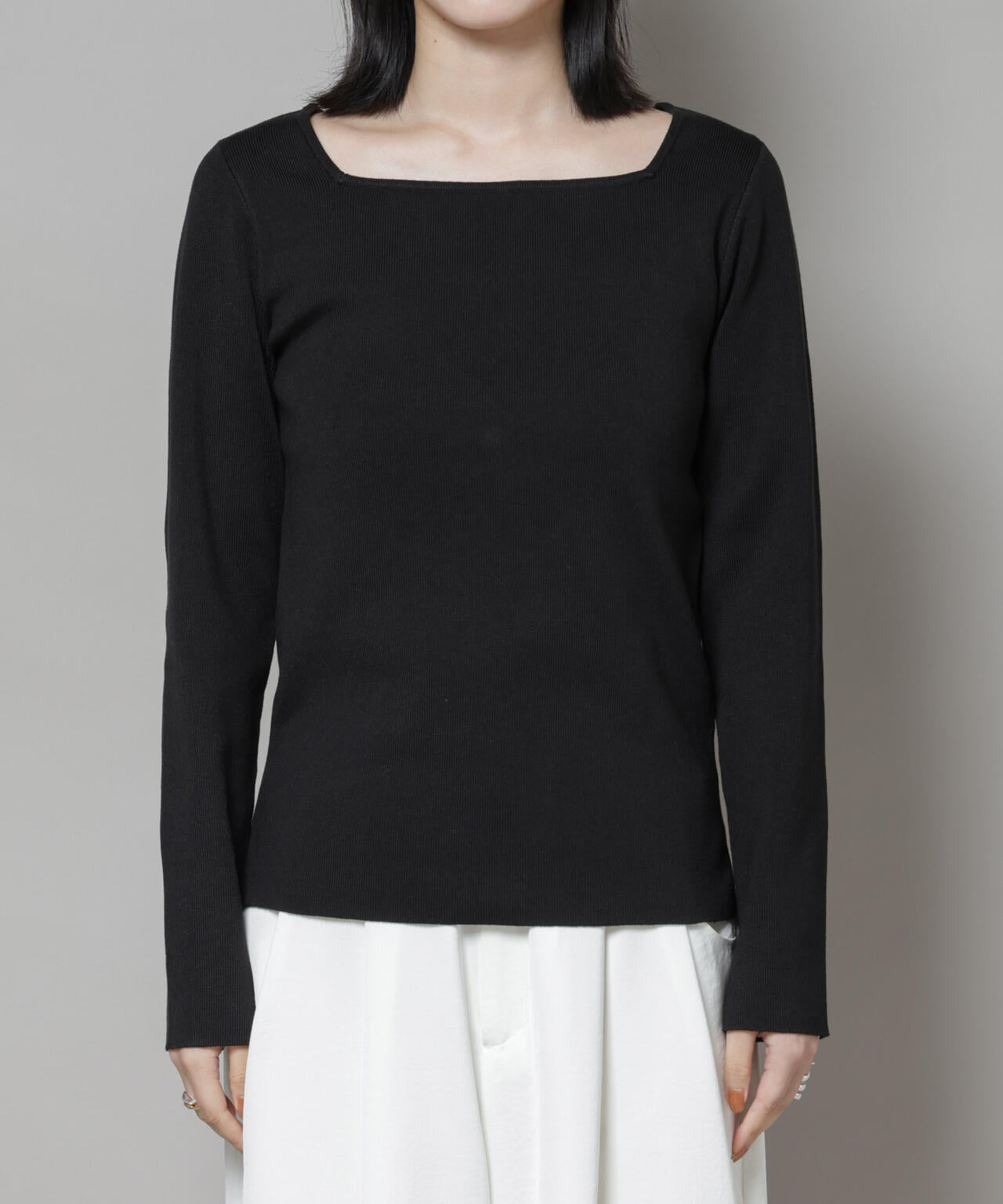 スクエア&ボートネック前後2wayニットプルオーバー