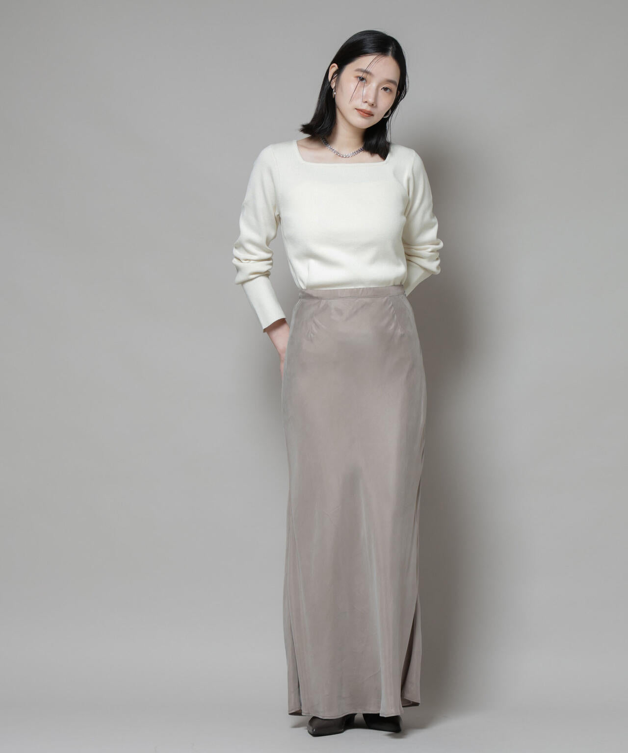 スクエア&ボートネック前後2wayニットプルオーバー