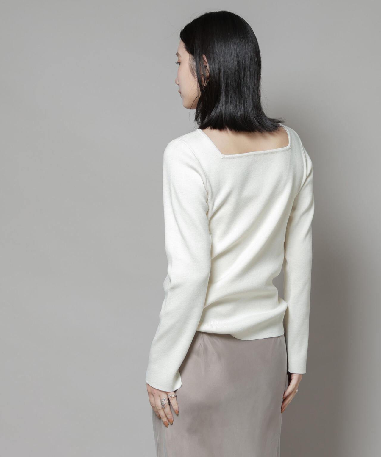 スクエア&ボートネック前後2wayニットプルオーバー