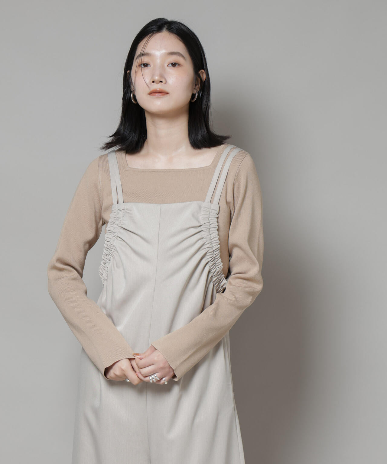 スクエア&ボートネック前後2wayニットプルオーバー