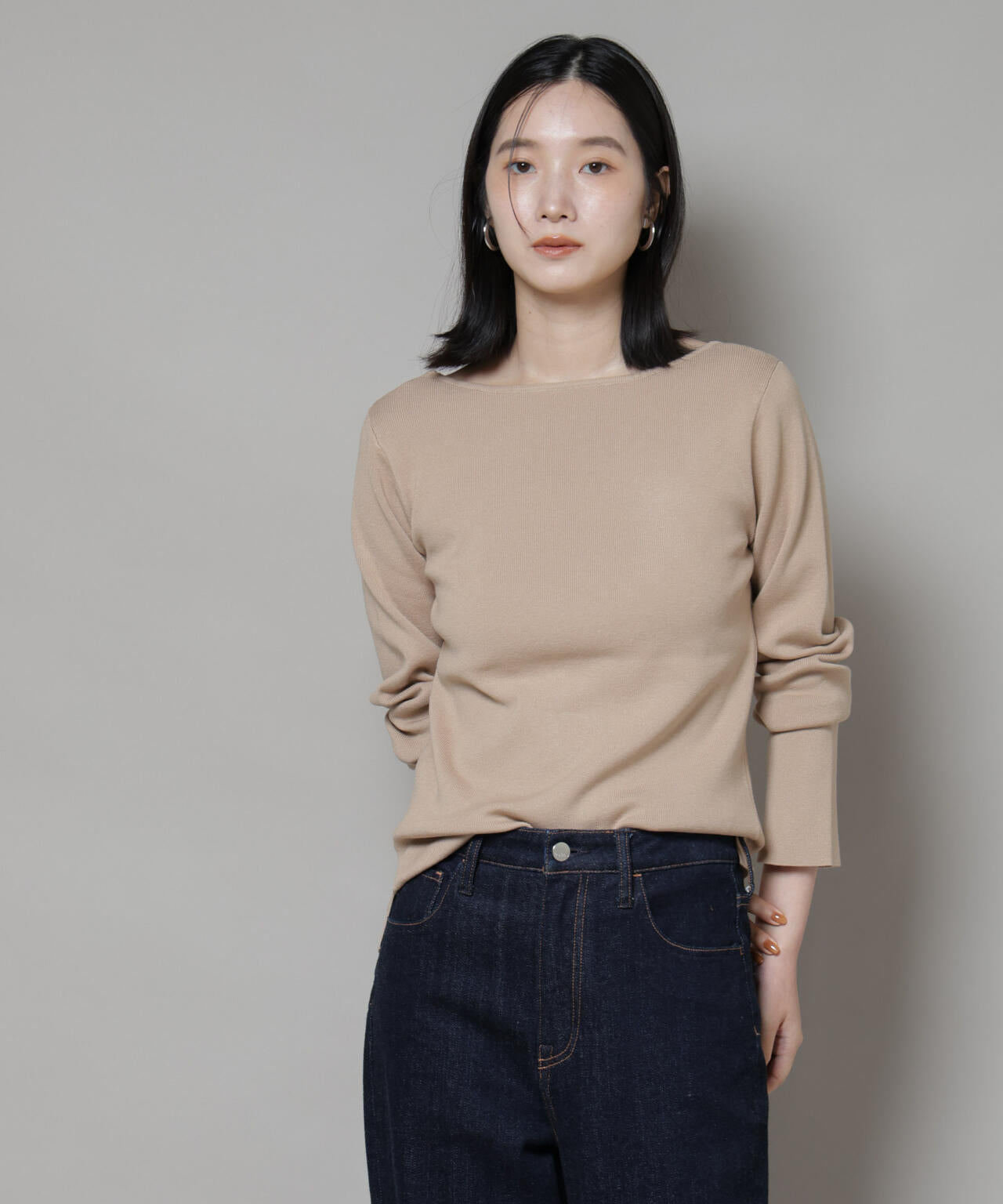 スクエア&ボートネック前後2wayニットプルオーバー