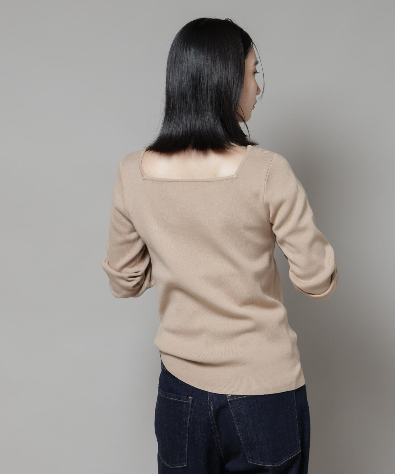 スクエア&ボートネック前後2wayニットプルオーバー