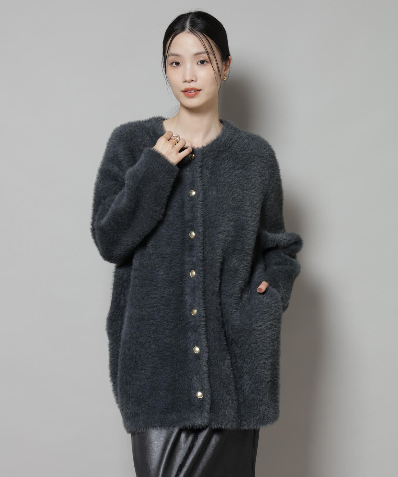 配色シャギーニットジャケット | NANO universe（ナノ・ユニバース