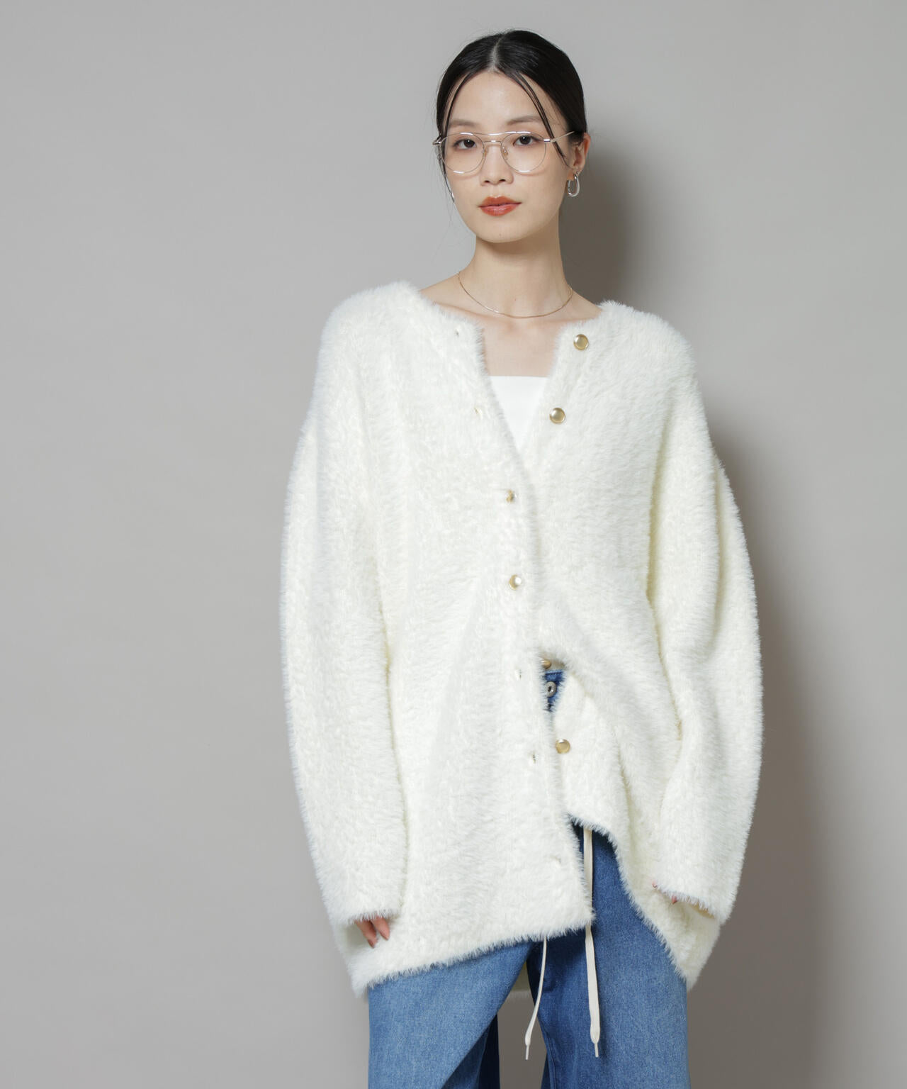 配色シャギーニットジャケット | NANO universe（ナノ・ユニバース