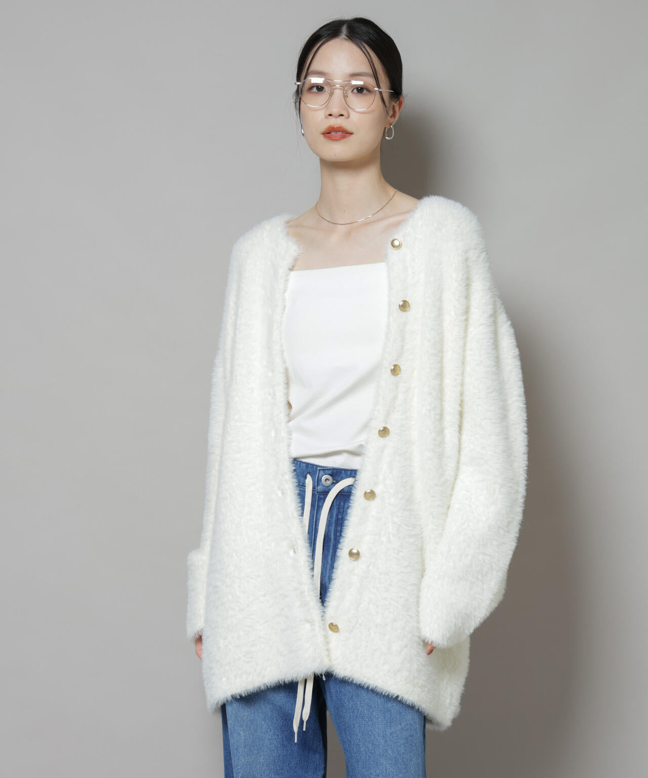 配色シャギーニットジャケット | NANO universe（ナノ・ユニバース